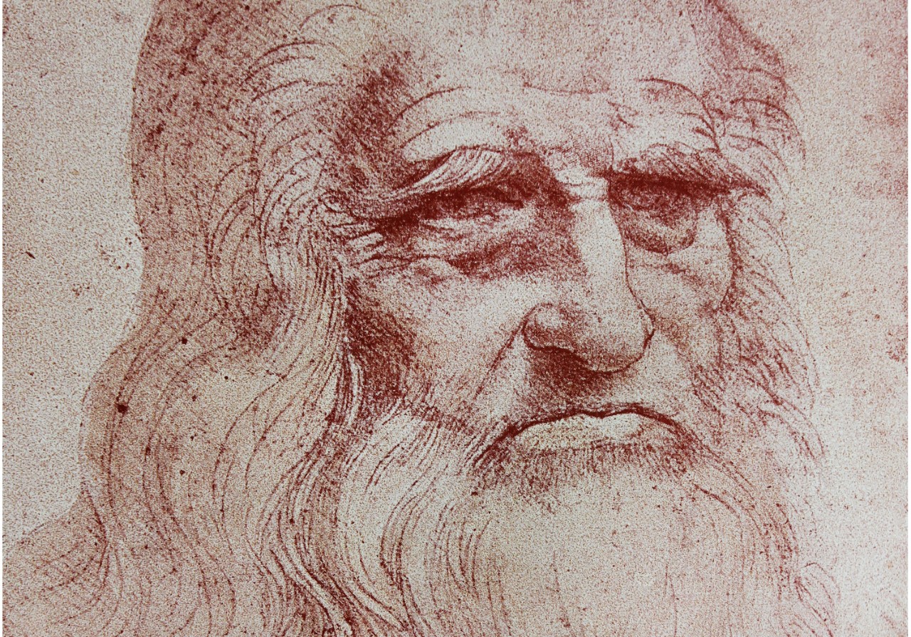 An illustration of Leonardo Da Vinci's portrait from a vintage book Leonard de Vinci, Eugene Muntz, 1899, Paris