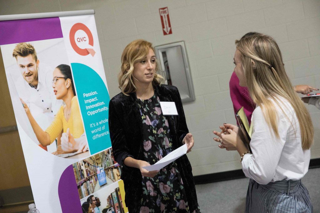 QVC recruited for positions in fashion merchandising, design, marketing and ecommerce at the career fair.