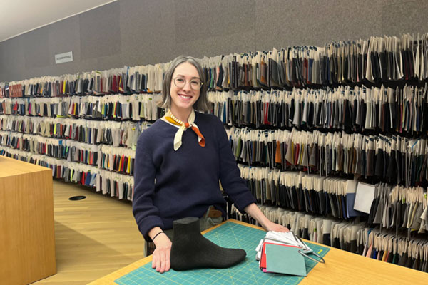 Alumna Devon Willard, pictured here in the Nike material library